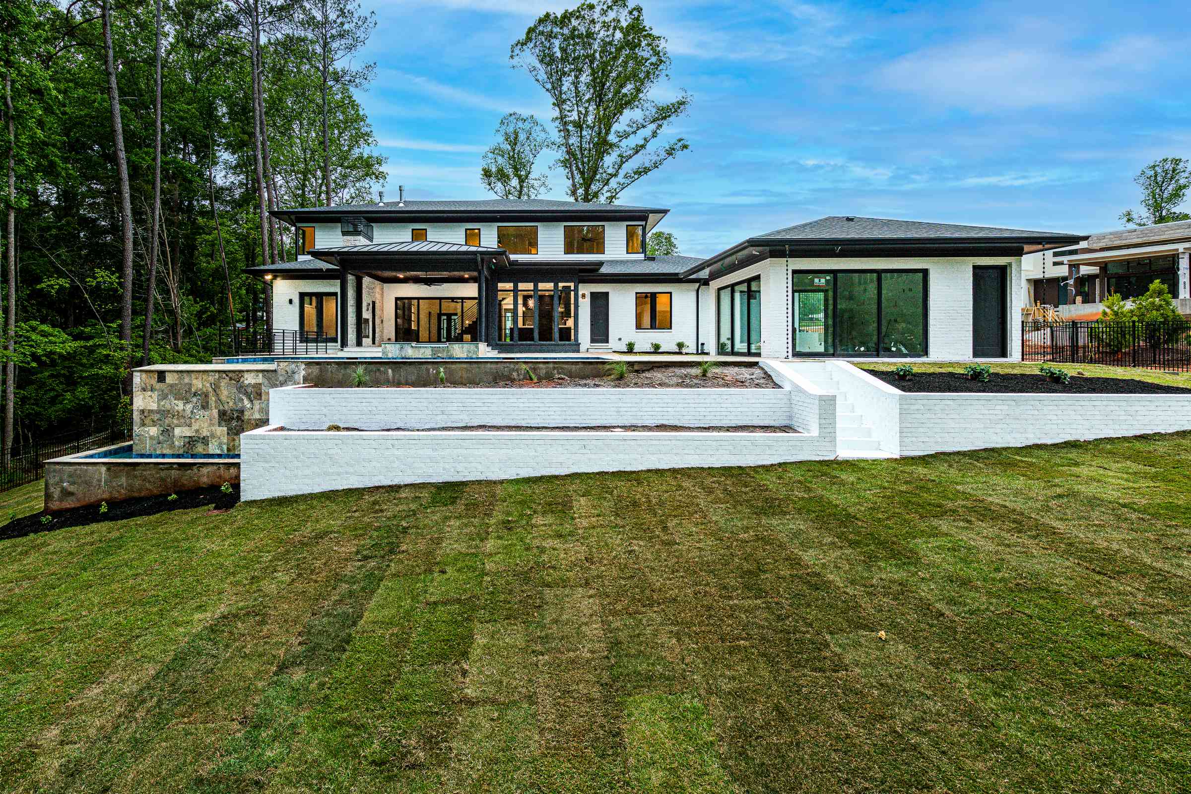 Backyard view of a custom estate by Shail Construction in Raleigh NC