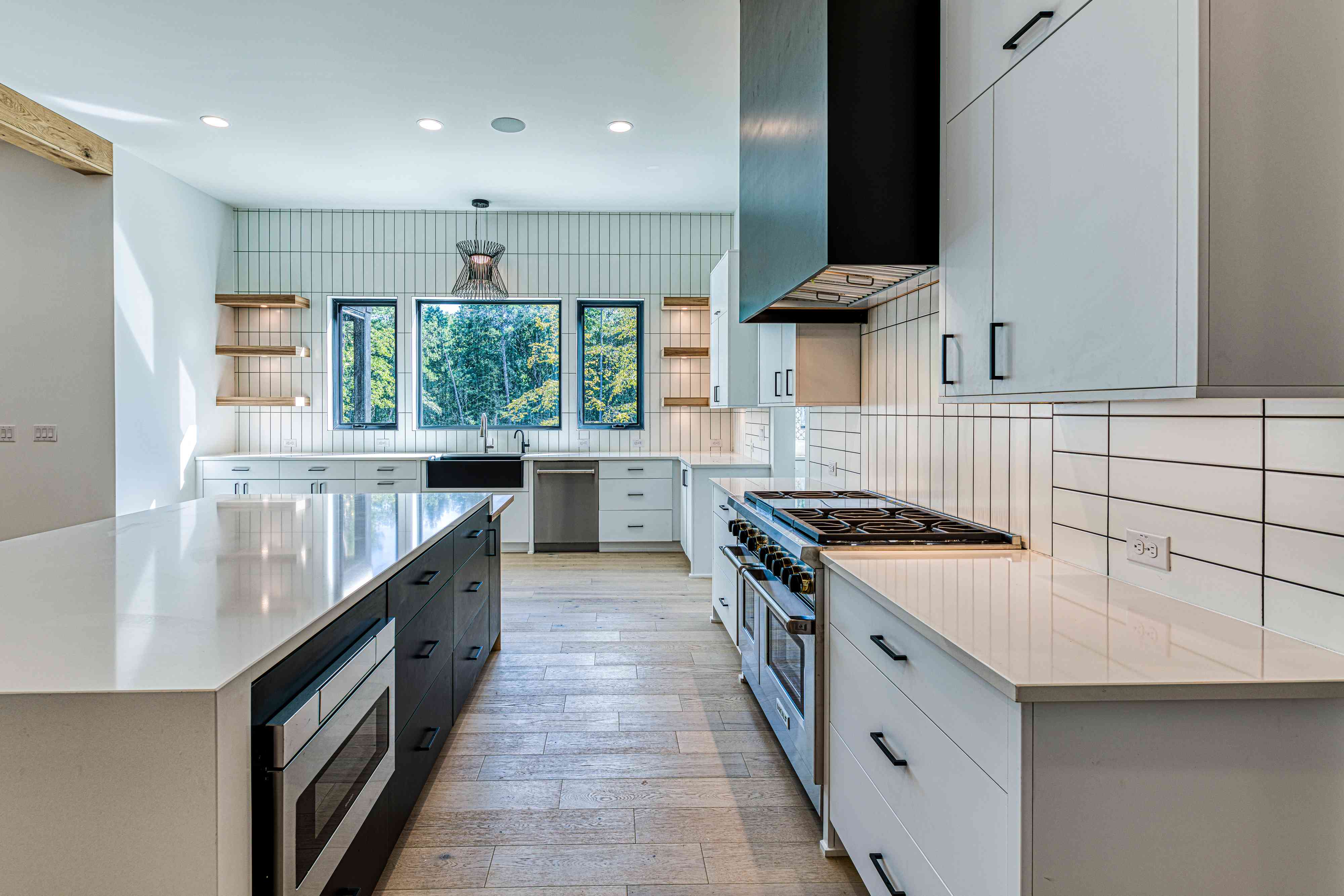 Two-tone custom kitchen cabinetry by Shail Construction in Raleigh NC