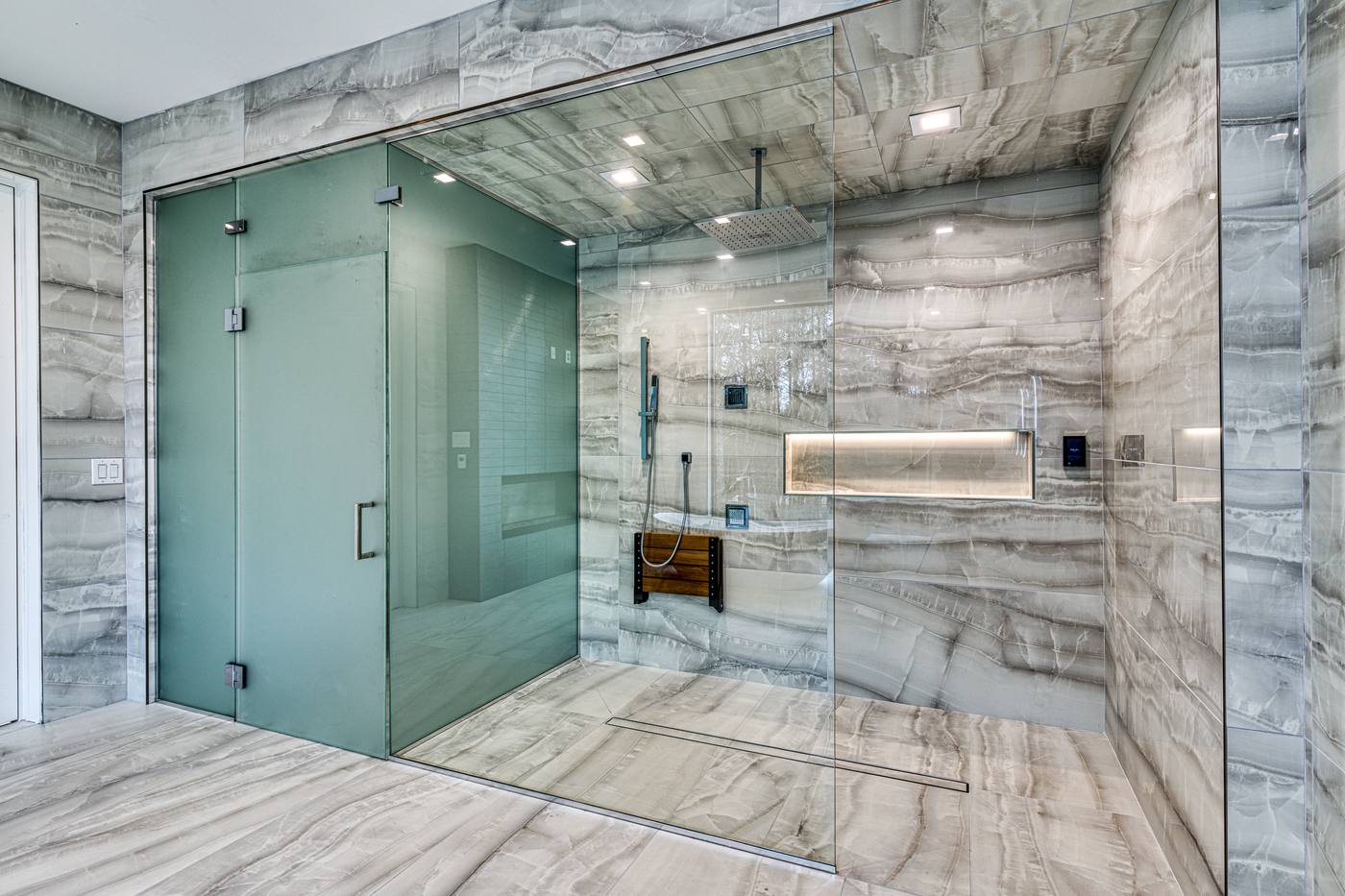 9622 Morrisville Pkwy Master Bathroom photograph by Shail Construction in Raleigh NC