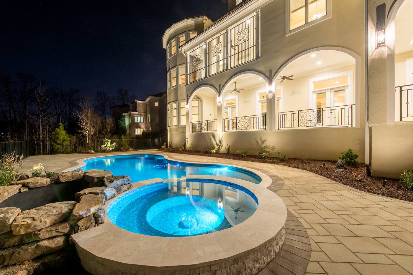 Lot 16 Regency Outdoor · Backyards photograph by Shail Construction in Raleigh NC