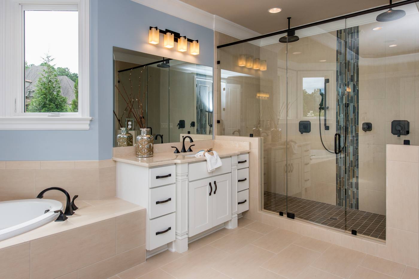 Lot 46 Linville Master Bathroom photograph by Shail Construction in Raleigh NC