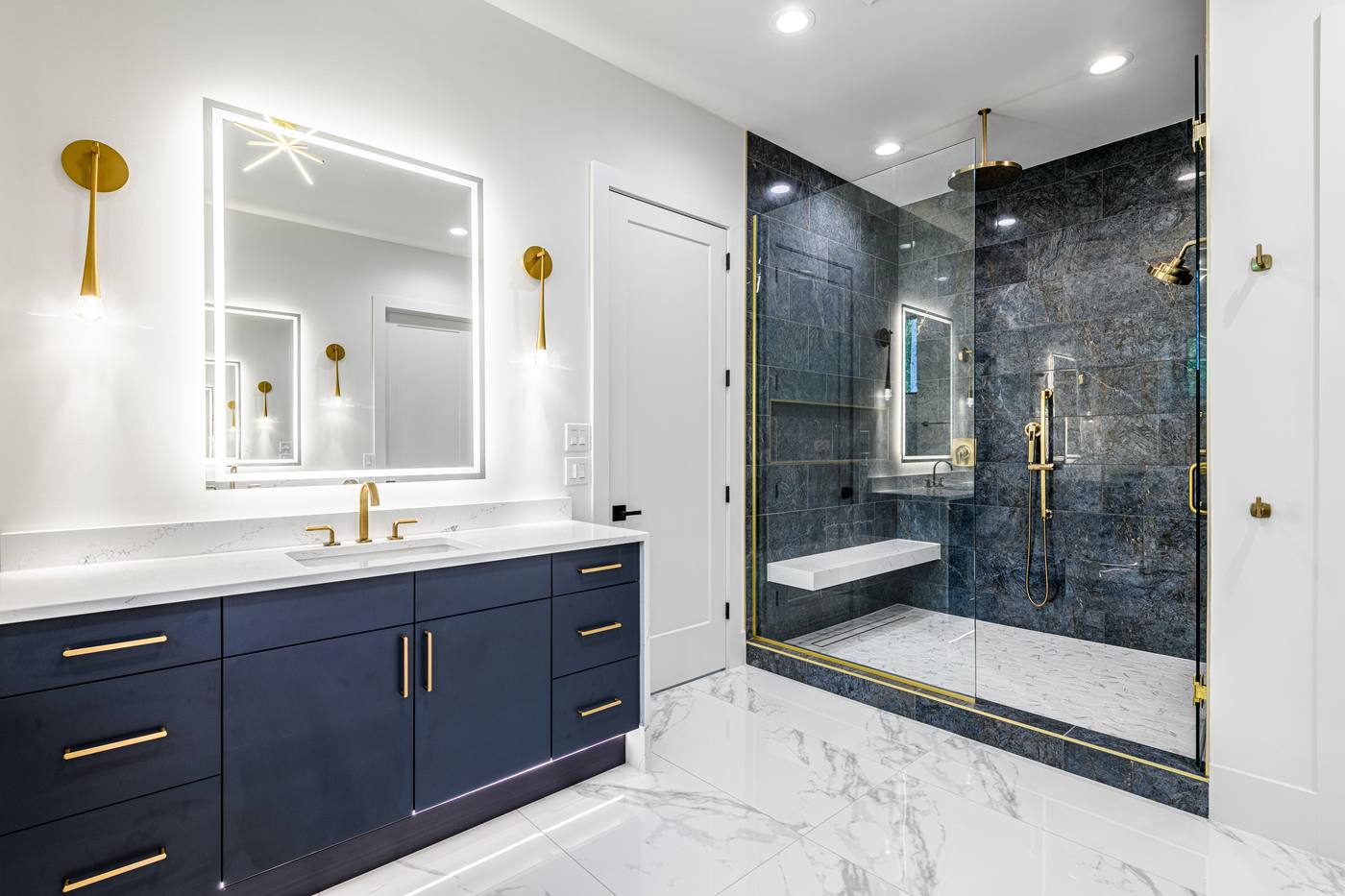 Lot 50 GHE Master Bathroom photograph by Shail Construction in Raleigh NC