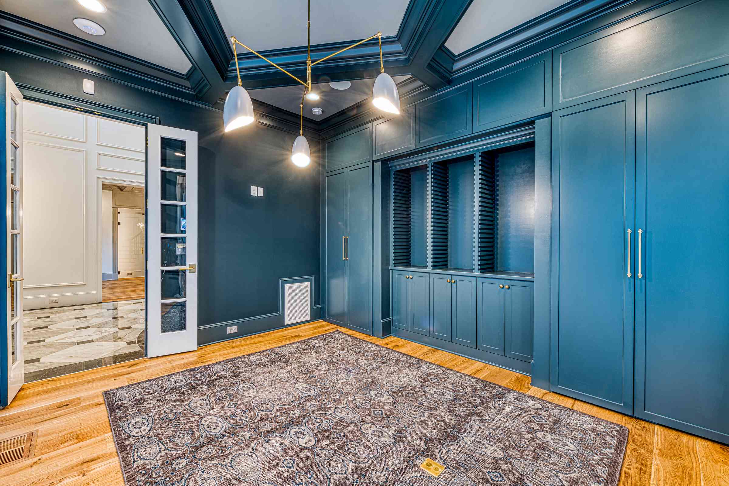 Custom home study with built-in bookcases by Shail Construction in Raleigh NC