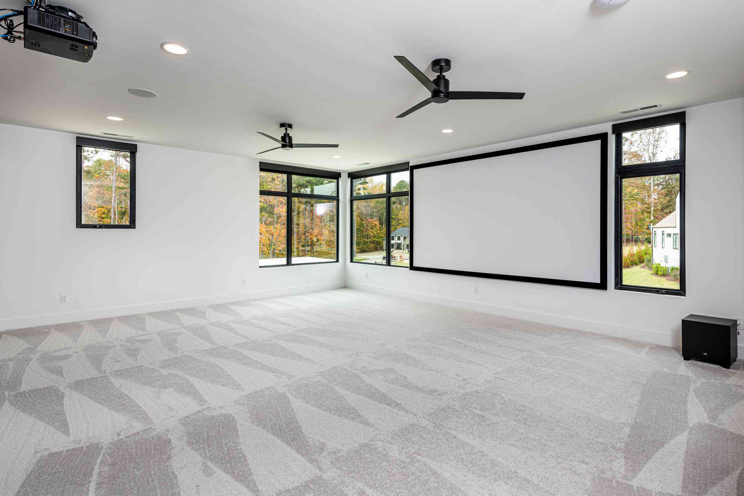 Theater room with ambient lighting by Shail Construction in Raleigh NC